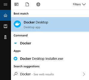 поиск приложения Docker