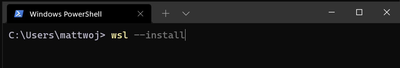 Командная строка PowerShell с запуском wsl --install