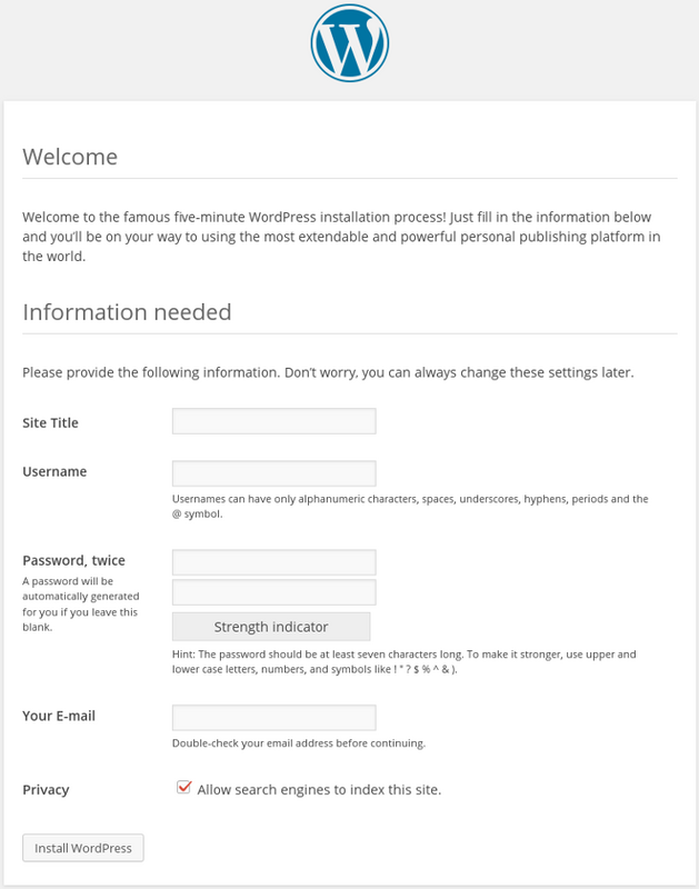Веб-установка WordPress