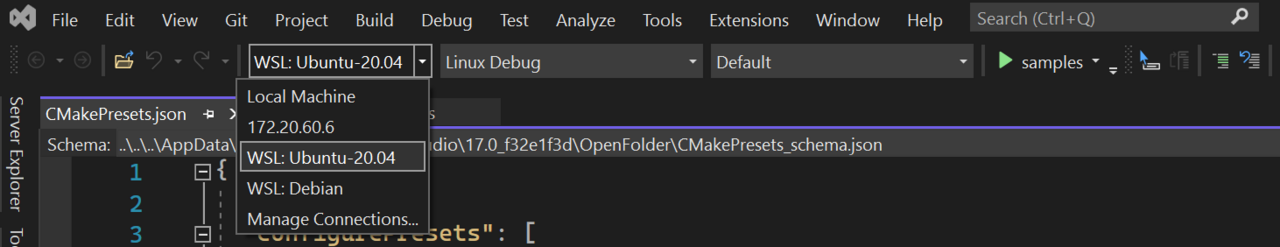 Выберите целевую систему в Visual Studio 2022.
